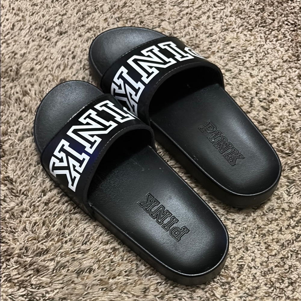 Black PINK Slide Sandals